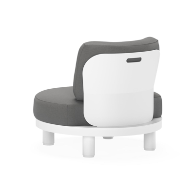 Donato loungestoel 1-zit in wit aluminium met natte charcoal chine all weather sunbrella® luxe kussen