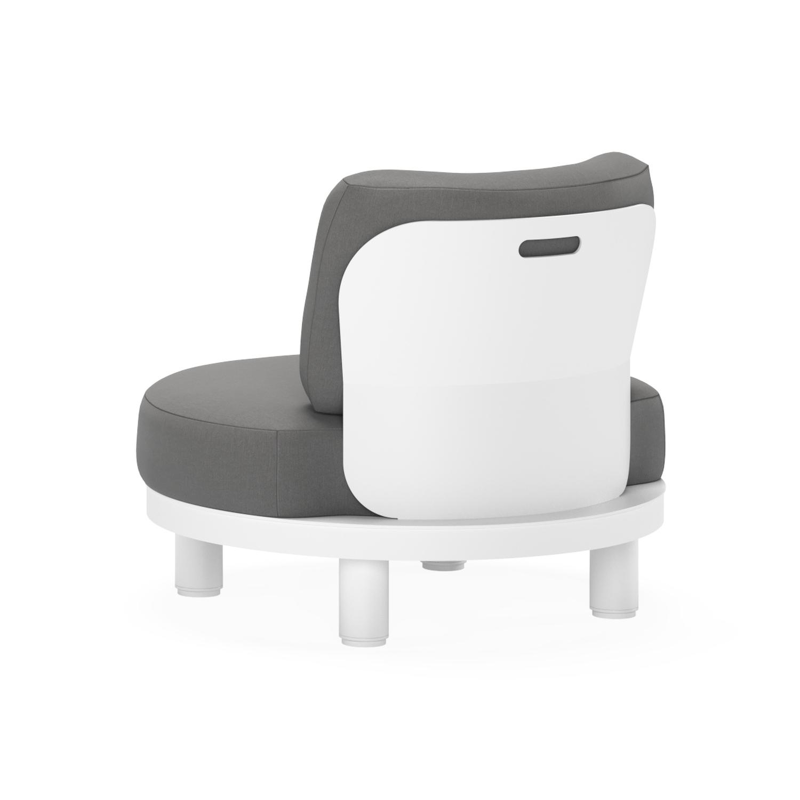 Donato loungestoel 1-zit in wit aluminium met natte charcoal chine all weather sunbrella® luxe kussen