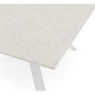 Cesano tuintafel in wit aluminium en volkeramiek shilin - L 148 x B 148 x H 74,5 cm