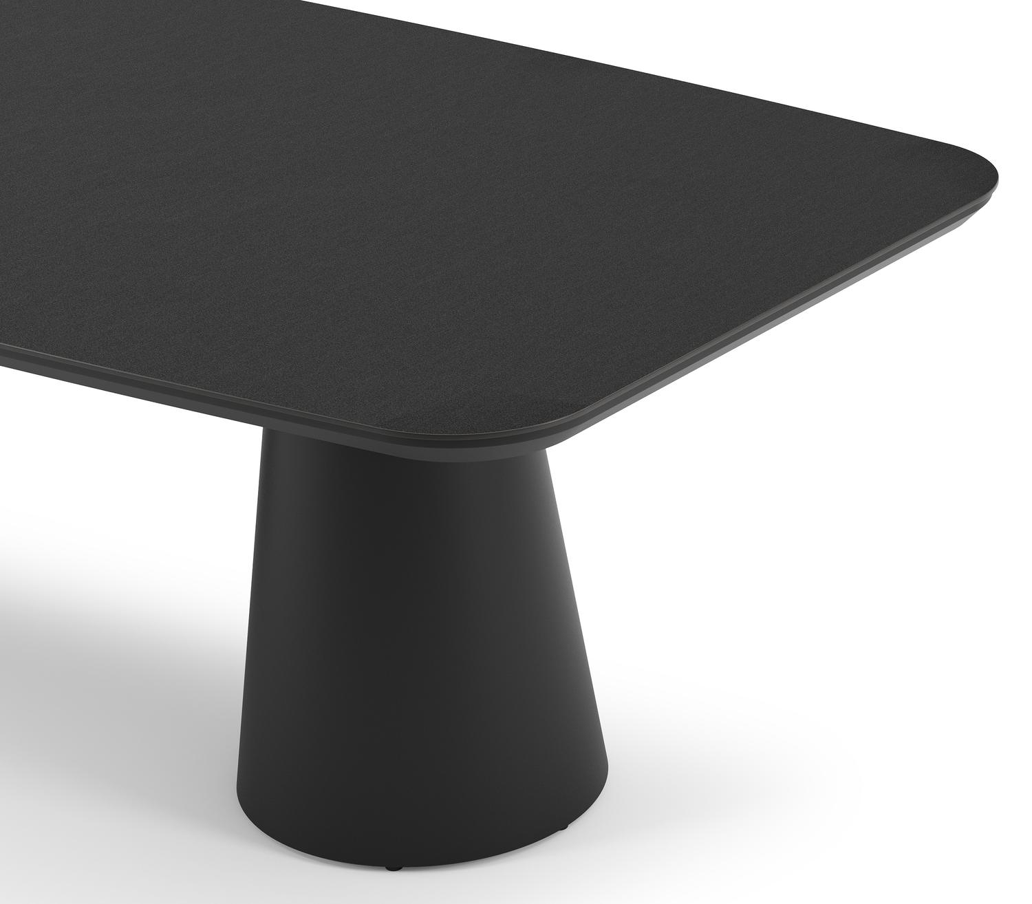Table de jardin Donato en aluminium noir et céramique pleine nero black - Lg 255 x Larg. 115 x H 74 cm