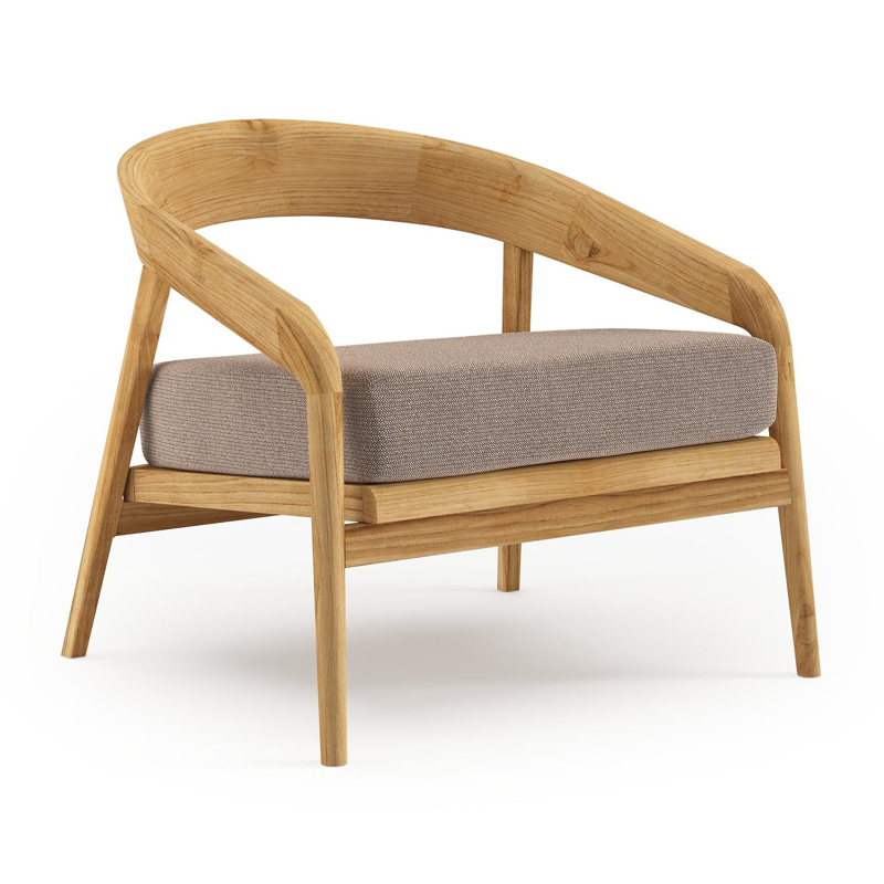 Lacrima loungestoel in teak met savane earth all weather Sunbrella® luxe kussen