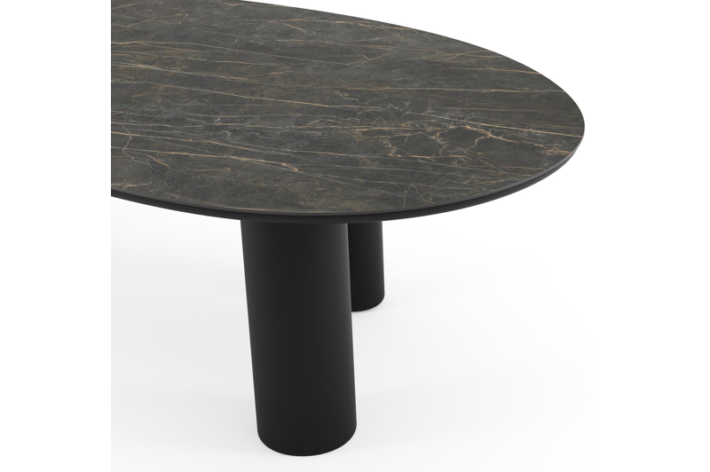 Amico tuintafel mango in zwart aluminium en volkeramiek Black Obsession - L 260 x B 130 x H 73.5 cm