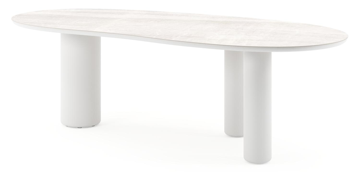 Amico tuintafel organisch in wit aluminium en volkeramiek Taj Mahal - L 240 x B 110 x H 73.5 cm