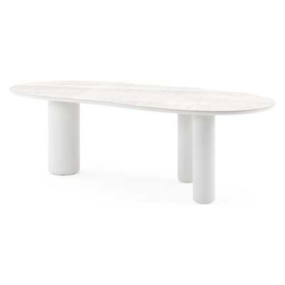 Amico tuintafel organisch in wit aluminium en volkeramiek Taj Mahal - L 240 x B 110 x H 73.5 cm