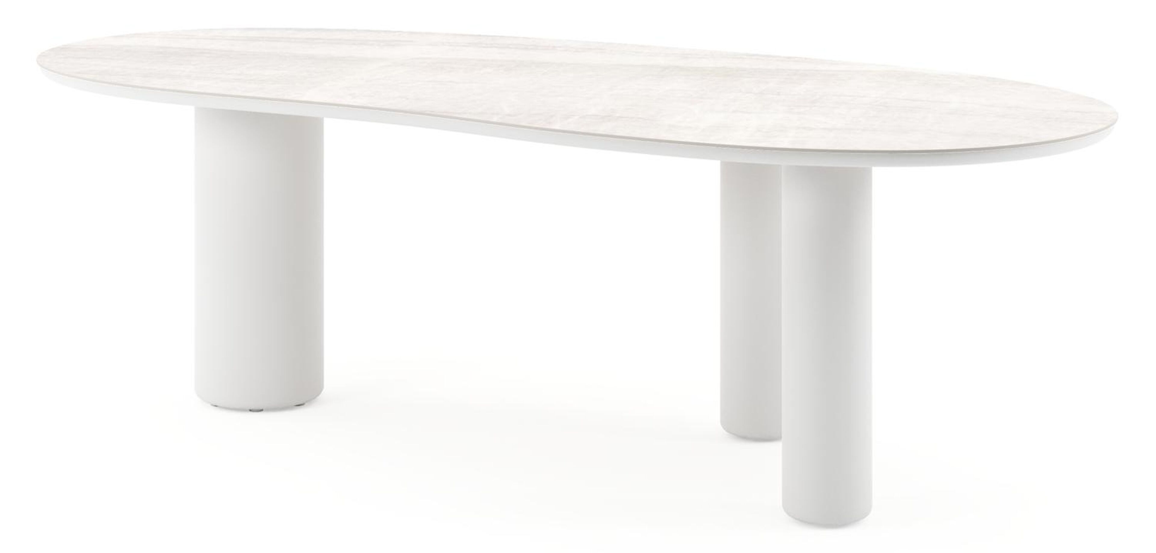 Amico tuintafel organisch in wit aluminium en volkeramiek Taj Mahal - L 240 x B 110 x H 74 cm