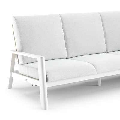 Canapé de jardin Cirello en aluminium blanc et coussins en all weather solica ego birch