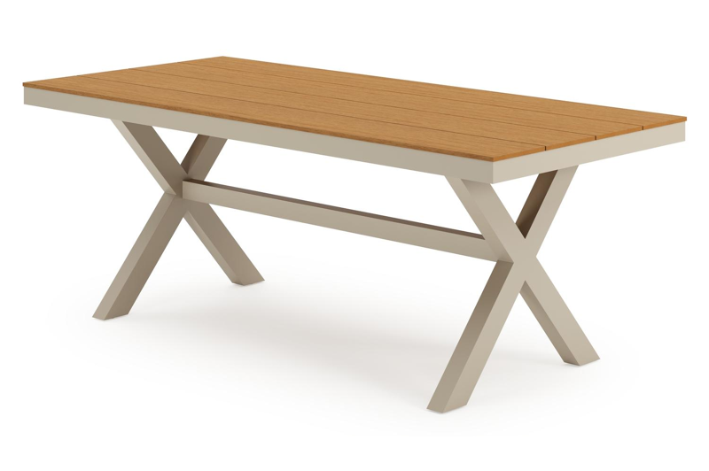 Bahia tuinset rechthoekig in beige aluminium en polywood met 6 Guarda tuinstoelen