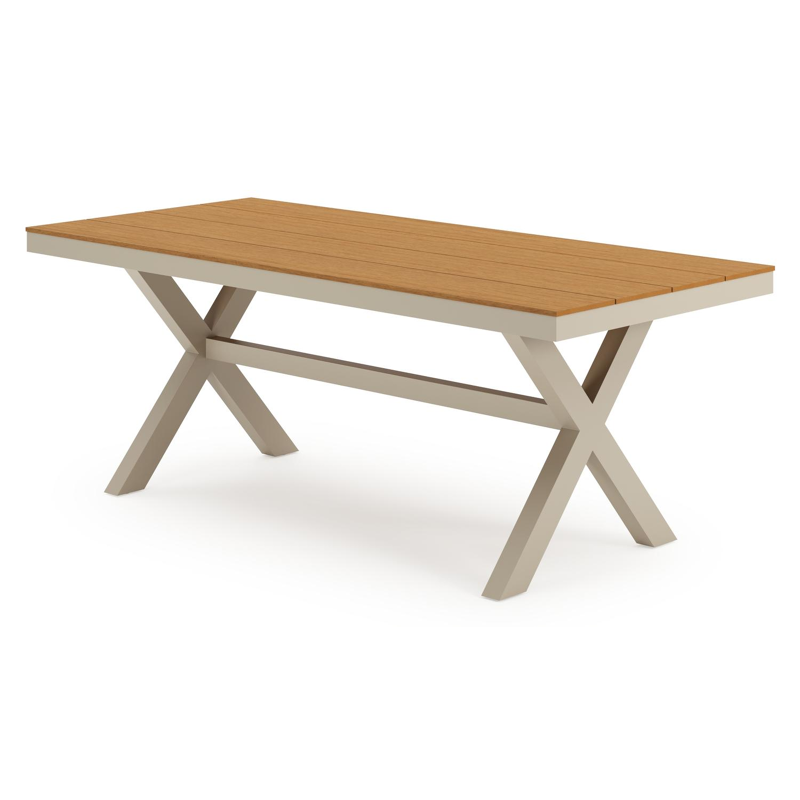 Bahia tuintafel rechthoekig in beige aluminium en polywood - L 200 x B 89 x H 75 cm