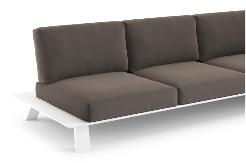 Cesano loungebank in wit aluminium met natte nature grey all weather Sunbrella® luxe kussen