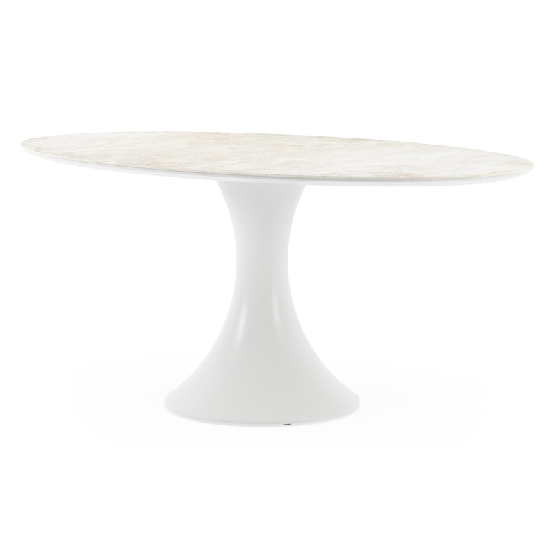 Fano tuintafel ovaal in wit aluminium en volkeramiek Rapolano L 180 x B 110 cm