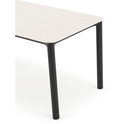 Orso tuintafel rechthoekig afgerond in zwart aluminium en volkeramiek beige - L 140 x B 80 x H 75 cm