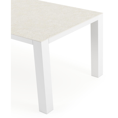 Nano tuintafel in wit aluminium en volkeramiek shilin - L 200 x B 100 x H 75 cm