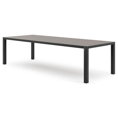 Como tuintafel rechthoekig in zwart aluminium en volkeramiek wulong - L 280 x B 110 x H 75 cm