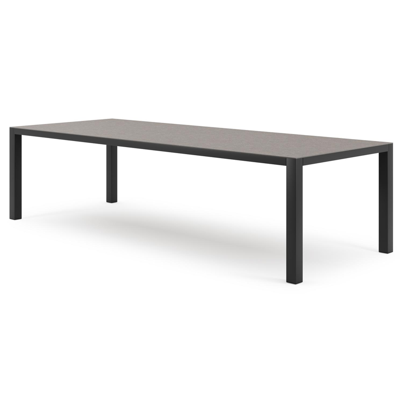 Como tuintafel rechthoekig in zwart aluminium en volkeramiek wulong - L 280 x B 110 x H 75 cm