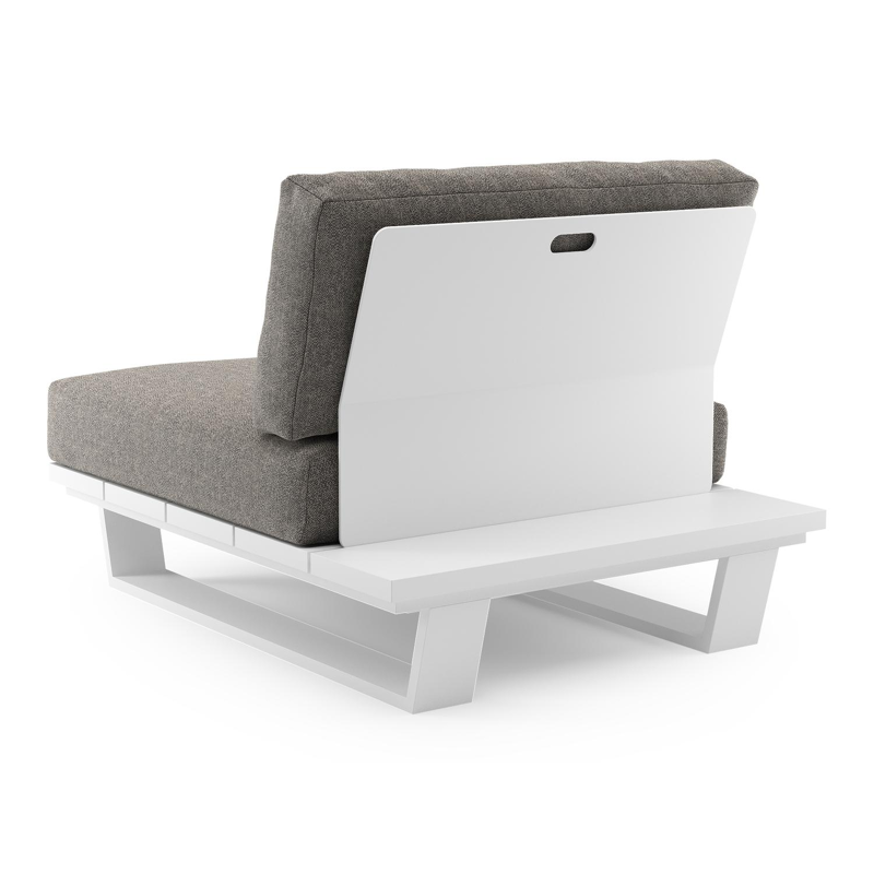 Pagino loungestoel in wit aluminium met chartres drizzle all weather sunbrella® luxe kussen