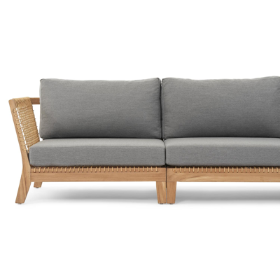 Cosito loungeset in teak en met grijs coussins en Weather+ Softtouch kussens