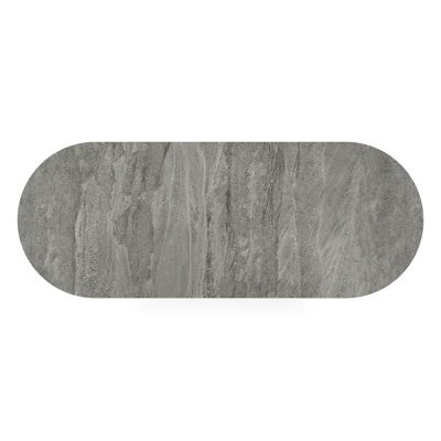 Organo tuintafel ovaal in zwart aluminium en volkeramiek  aspen grey - L 260 x B 100 x H 74 cm