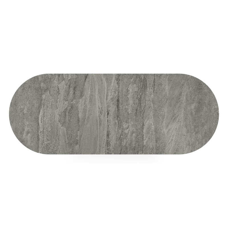 Organo tuintafel ovaal in zwart aluminium en volkeramiek  aspen grey - L 260 x B 100 x H 74 cm