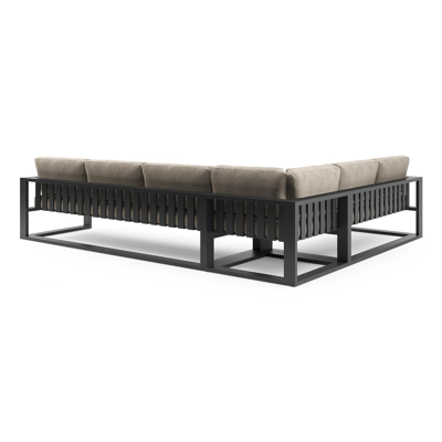 Verato loungehoek in zwart aluminium met chartres pewter all weather sunbrella® luxe kussen