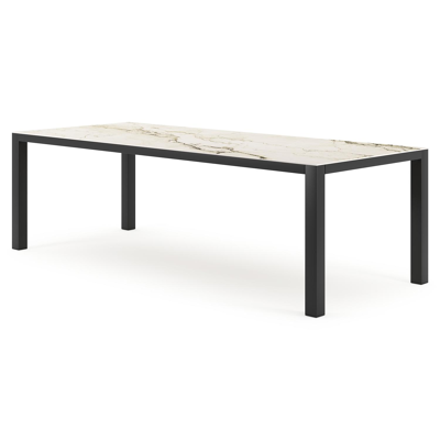 Como tuintafel rechthoekig in zwart aluminium en volkeramiek colorado dunes - L 240 x B 100 x H 75 cm