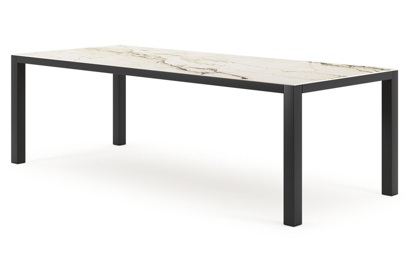 Como tuintafel rechthoekig in zwart aluminium en volkeramiek colorado dunes - L 240 x B 100 x H 75 cm