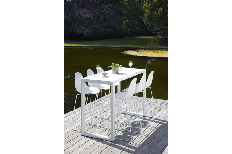 Verato barstoel in wit aluminium en wit kunststof