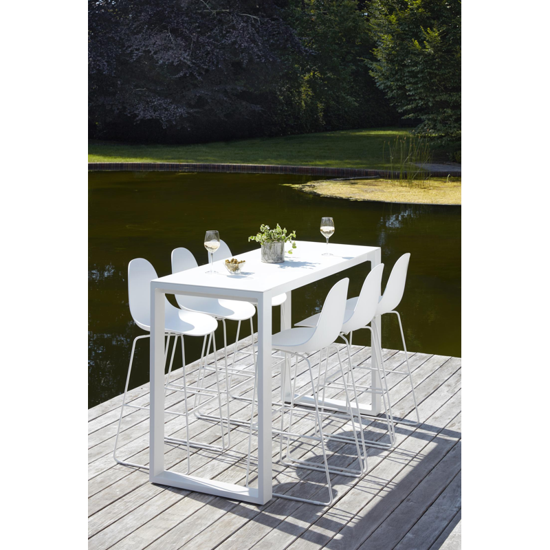 Verato barstoel in wit aluminium en wit kunststof