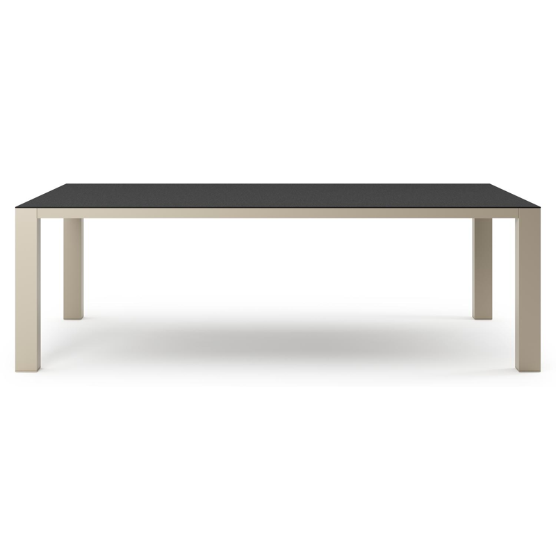 Table de jardin Nano XL rectangulaire en aluminium beige et céramique pleine Nero Black - Lg. 240 x Lrg. 148 x Haut. 75 cm