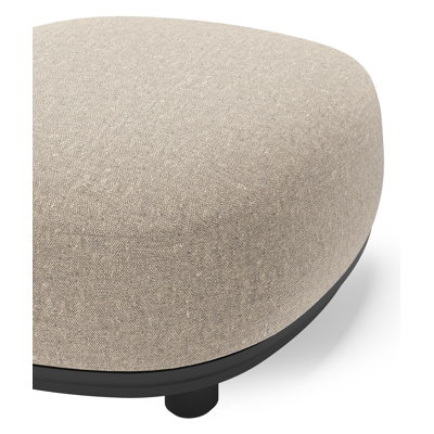 Vadelo poef in zwart aluminium met chartres pewter all weather sunbrella® luxe kussen