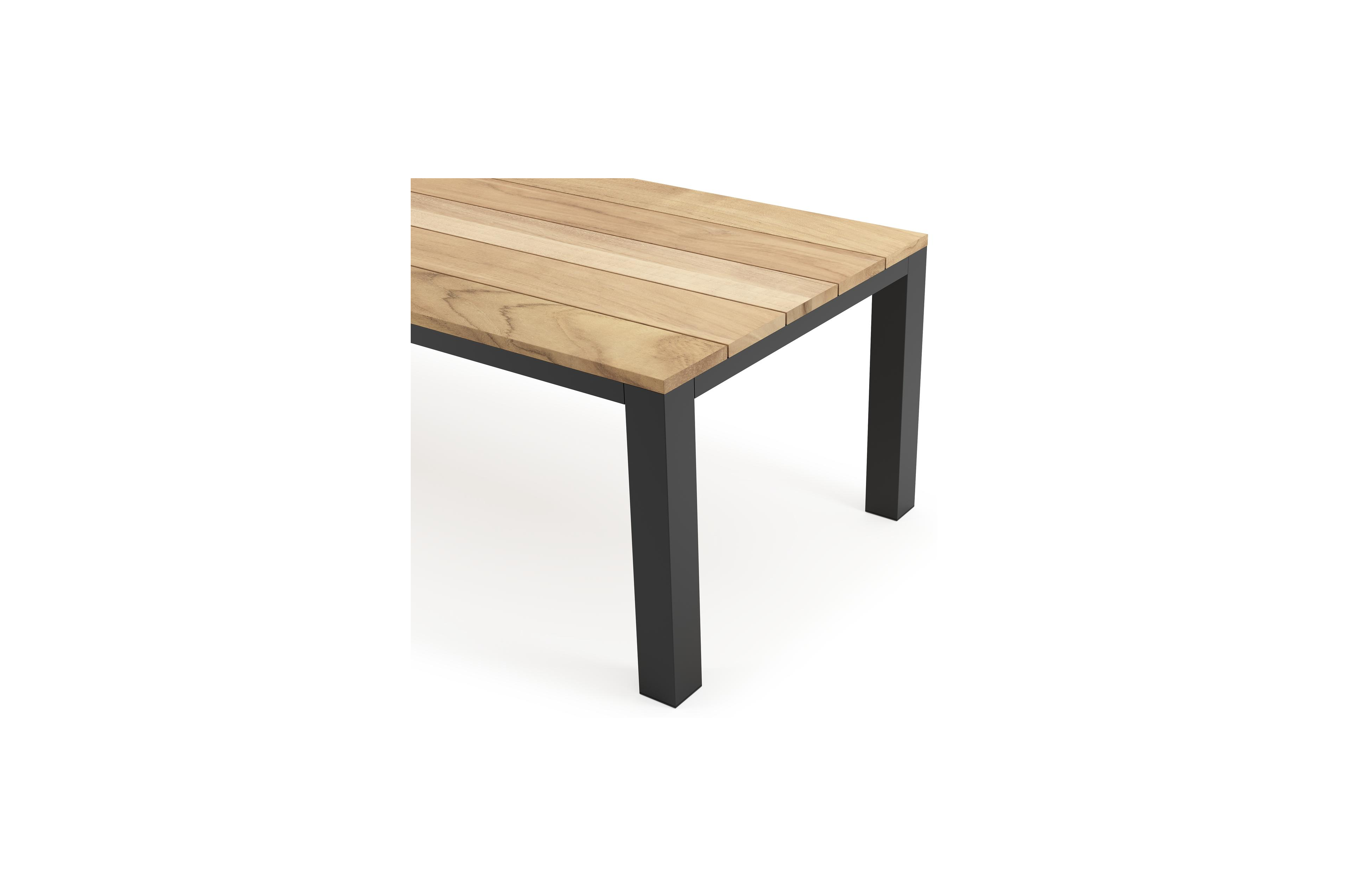 Nano tuintafel in zwart aluminium en teak - L 280 x B 110 x H 75 cm