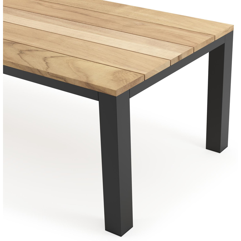 Nano tuintafel in zwart aluminium en teak - L 280 x B 110 x H 75 cm