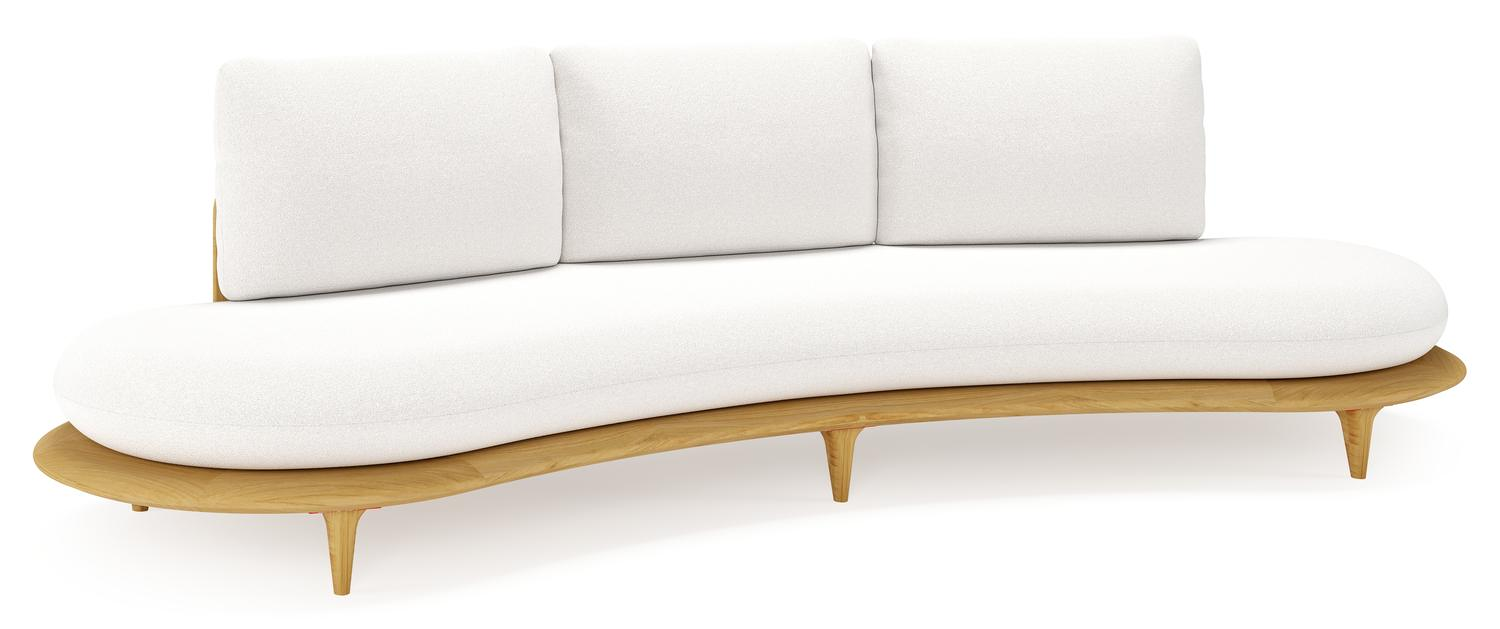 Bomero loungebank in teak met soul optik all weather solica kussen