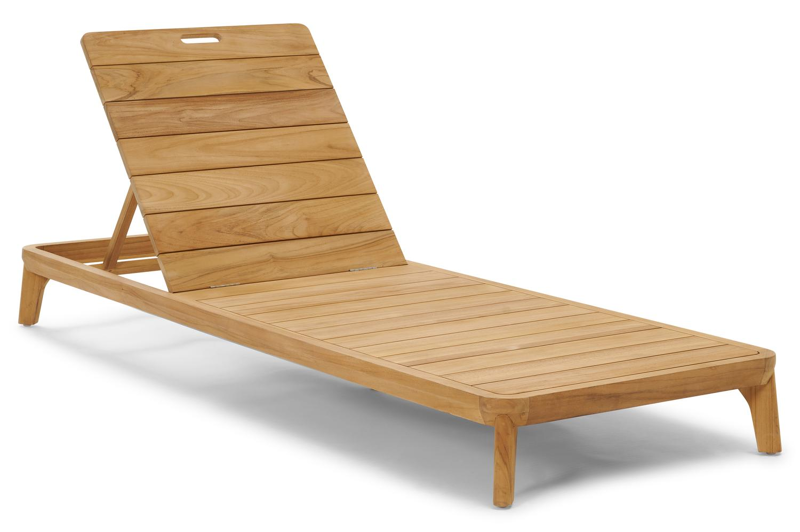 Orso verstelbaar ligbed in teak met althea off white all weather Cosytica kussen