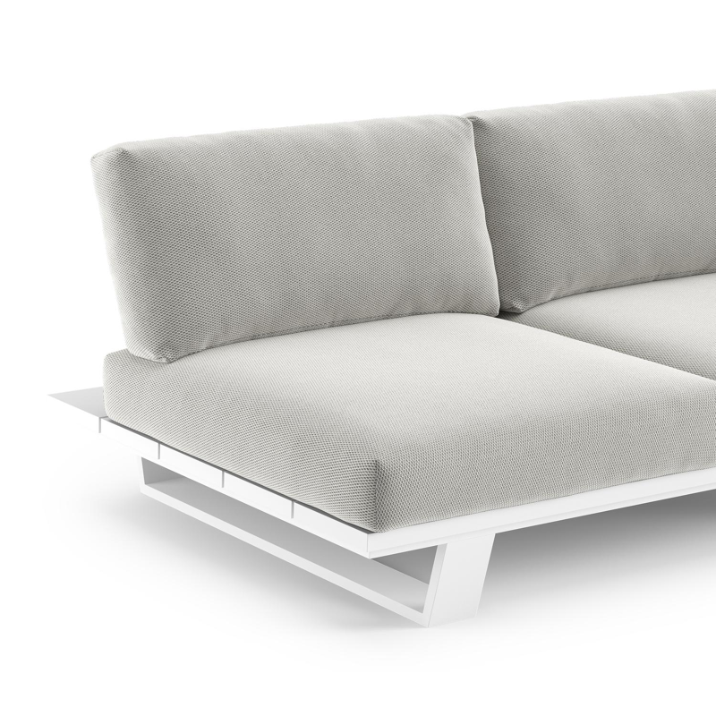 Pagino loungehoek in wit aluminium met lopi ash all weather sunbrella® luxe kussen