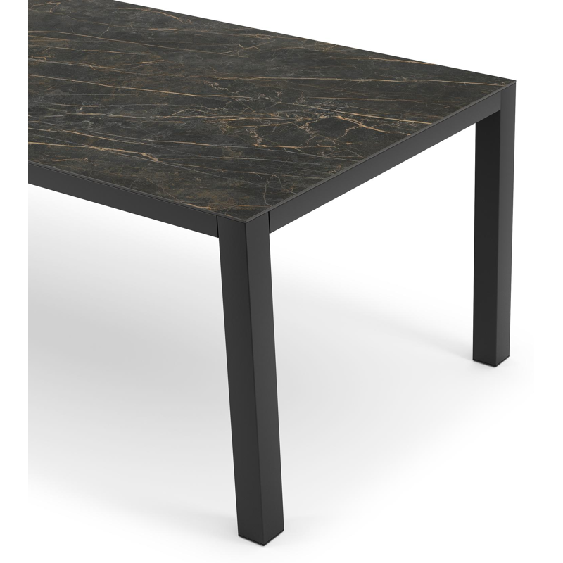 Table de jardin Como en aluminium noir et céramique pleine black obsession - Lg 240 x Larg. 100 x H 75 cm