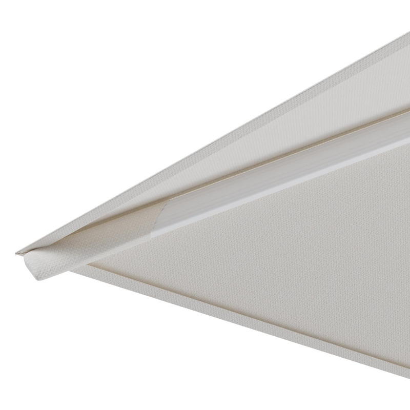 Rufina zweefparasol met tiltfunctie in wit aluminium en Savane White All Weather Sunbrella® Luxe parasoldoek - L1 300 x L2 300 cm met parasolvoet Minore 150 kg met wielen