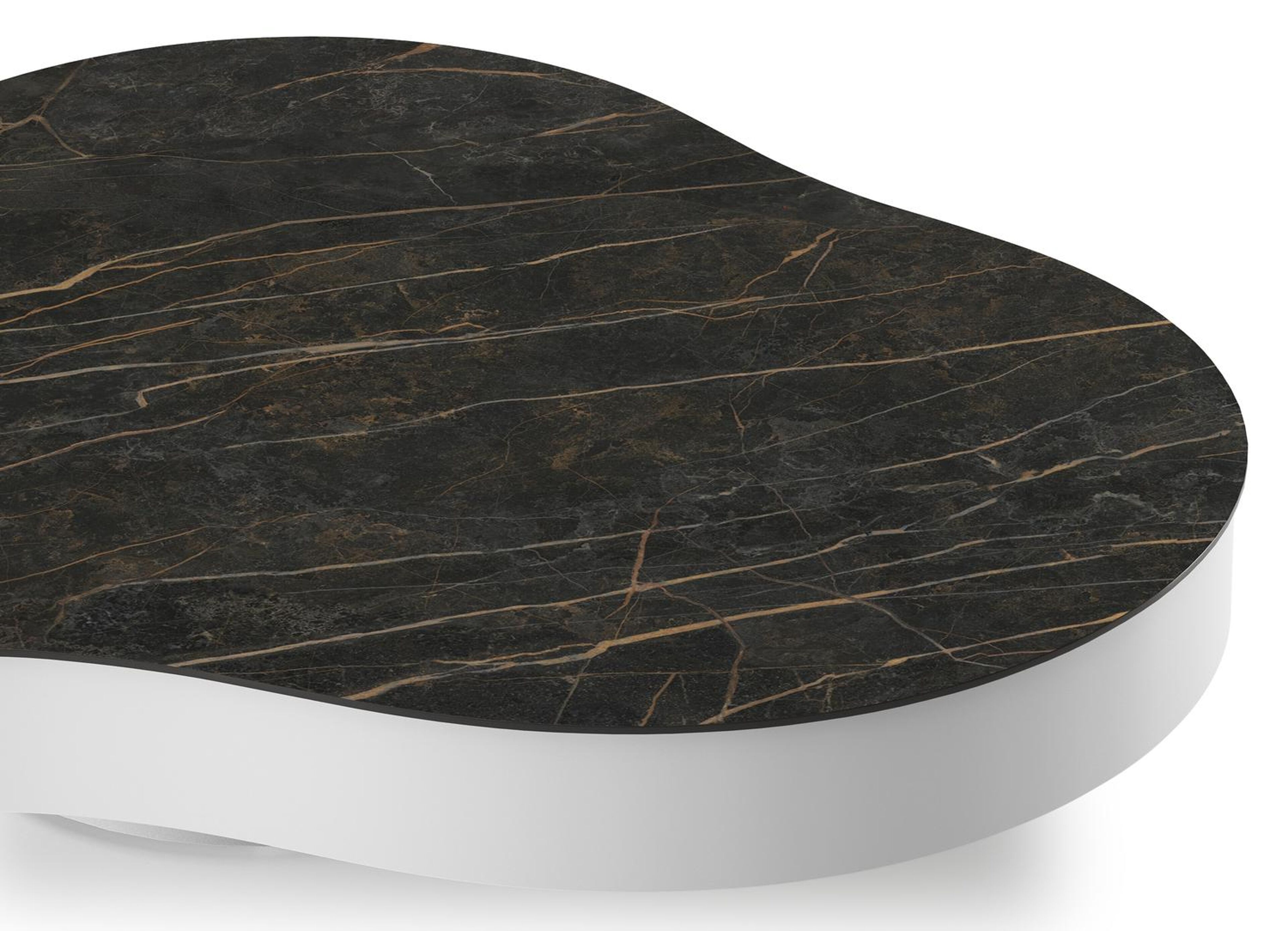 Lomano loungetafel cloud in wit aluminium en volkeramiek Black Obsession - L 131 x B 108 x H 25 cm