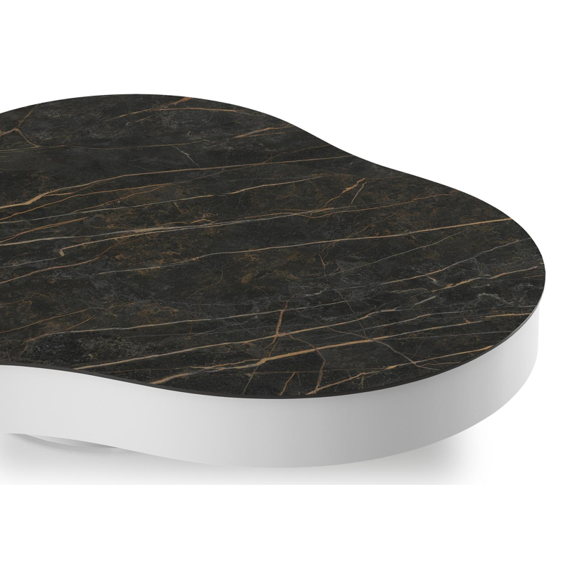 Table de basse Lomano cloud en aluminium blanc et céramique pleine Black Obsession - Lg. 131 x Lrg. 108 x Haut. 25 cm