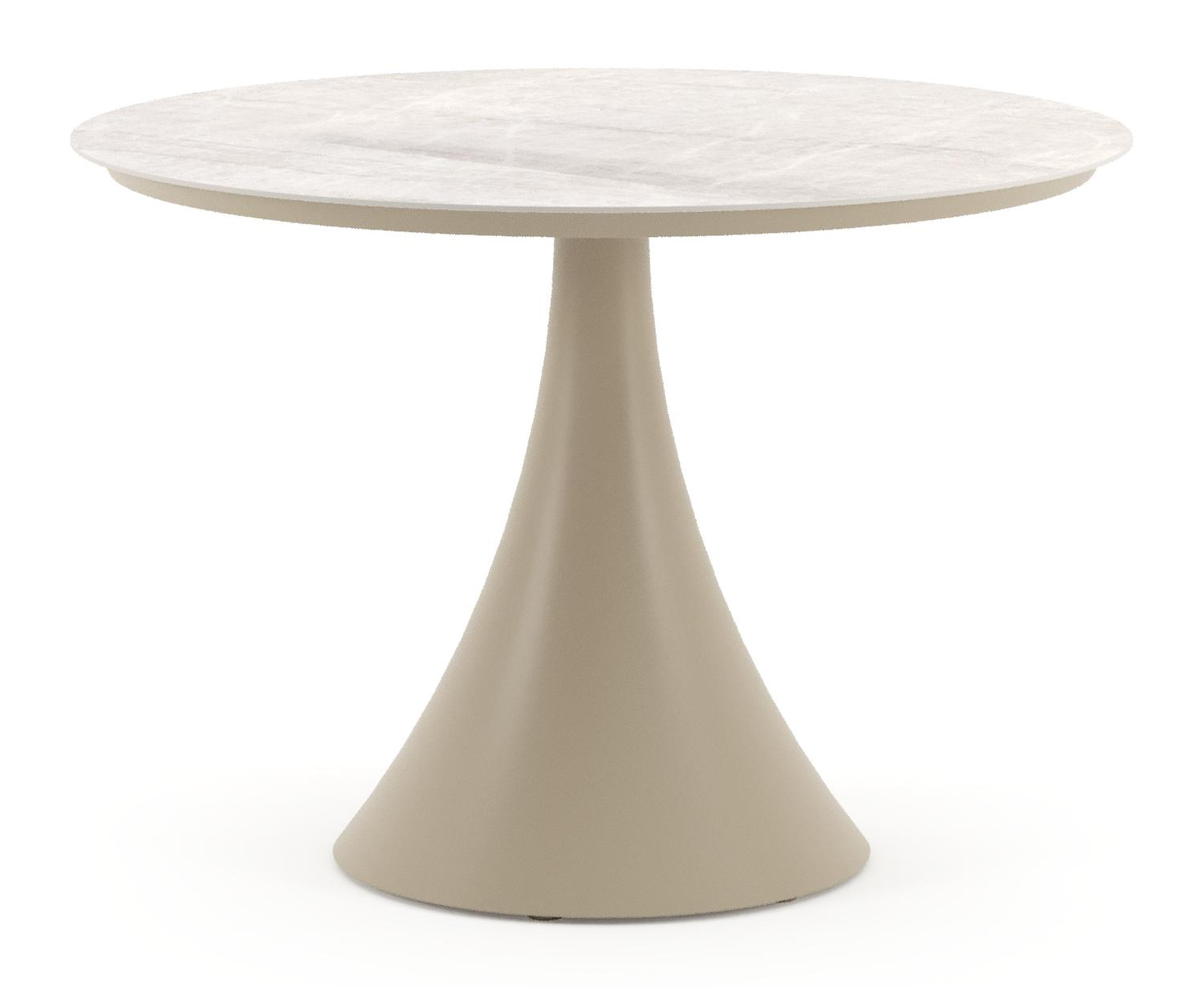 Fano tuintafel rond in beige aluminium en volkeramiek Travertino Bianco - Dia. 110 x H 74 cm