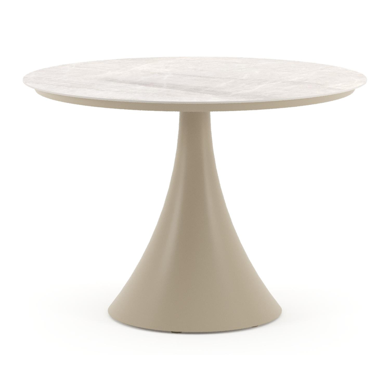 Fano tuintafel rond in beige aluminium en volkeramiek Travertino Bianco - Dia. 110 x H 74 cm