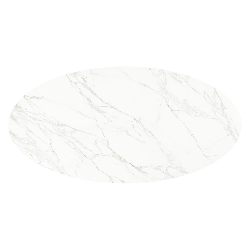 Fano tuintafel ovaal in beige aluminium en volkeramiek Calacatta - L 290 x B 148 x H 75 cm