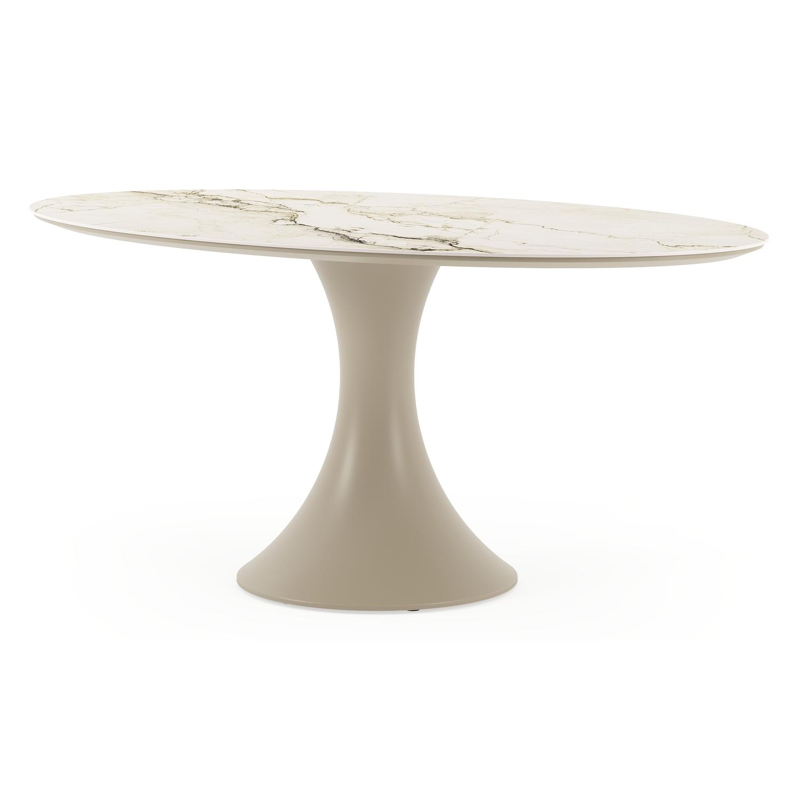 Fano tuintafel ovaal in beige aluminium en volkeramiek Colorado Dunes L 180 x B 110 x H 75 cm x H 75 cm