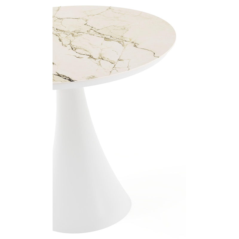 Fano tuintafel rond in wit aluminium en volkeramiek colorado dunes - Dia. 85 x H 75 cm