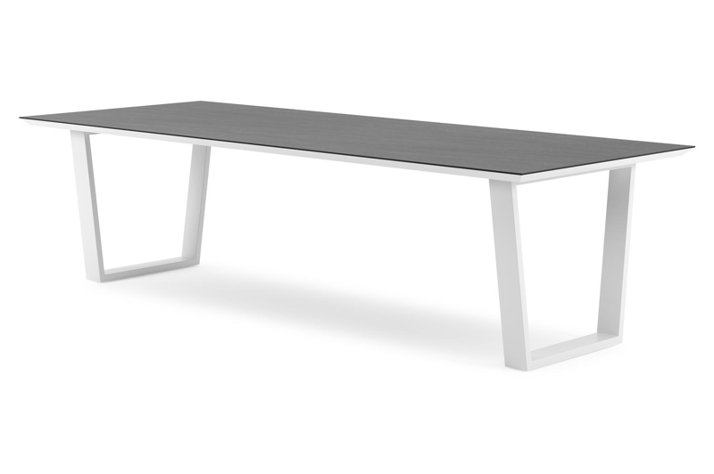 Pagino tuintafel rechthoekig in wit aluminium en volkeramiek Basalt Black - L 280 x B 110 x H 73.5 cm