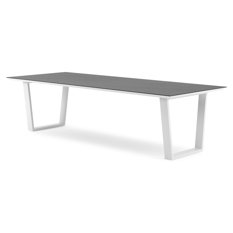 Pagino tuintafel rechthoekig in wit aluminium en volkeramiek Basalt Black - L 280 x B 110 x H 73.5 cm