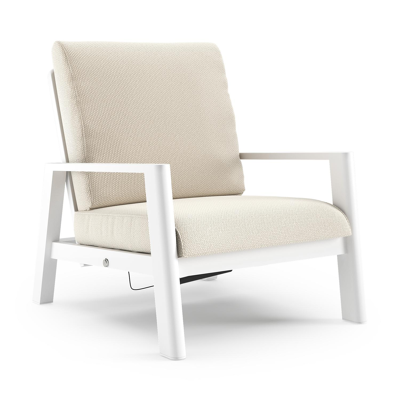 Fauteuil de jardin Cirello en aluminium blanc et coussins en all weather cosytica althea off white