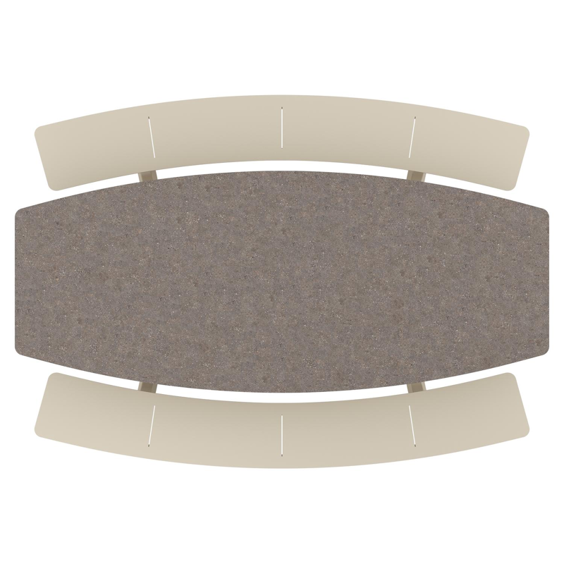 Forno picknicktafel bootvorm in beige aluminium en volkeramiek Wulong - L 240 x B 181 x H 72 cm
