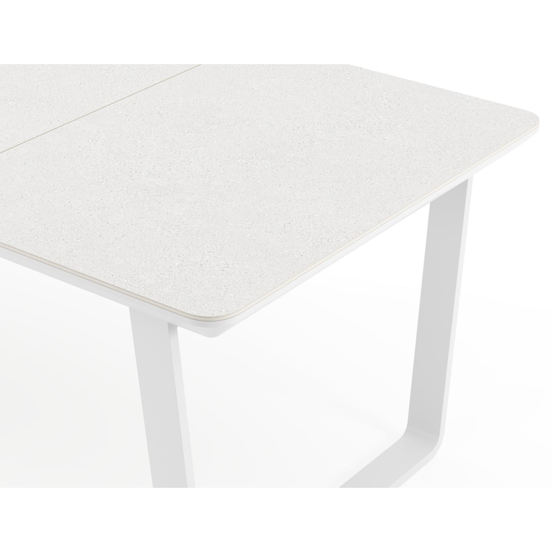Alora tuintafel rechthoekig afgerond in wit aluminium en sintered stone grijs - L 220 x B 100 x H 75 cm