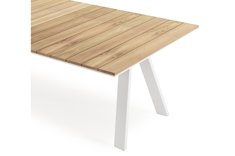 Cesano tuintafel rechthoekig in wit aluminium en teak - L 280 x B 110 x H 75 cm