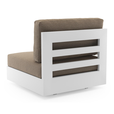 Como loungestoel in wit aluminium met firenze earth all weather solica kussen